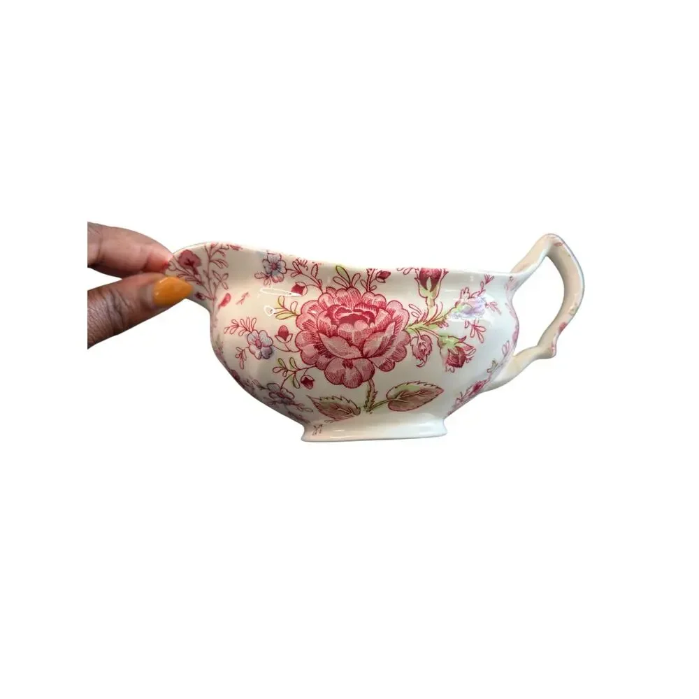 Johnson Brothers VTG‎ Rose Chintz Pink Floral England Gravy Boat No Underplate